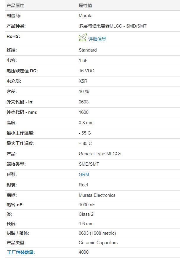 村田原廠授權(quán)一級(jí)代理提供電容GRM188R61C105KA12D